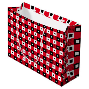 Vintage red black & white chequered aesthetic large gift bag