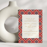 Vintage Red Blue Pattern Festive Christmas Party Invitation<br><div class="desc">Vintage Red Blue Pattern Festive Christmas Party Invitation</div>