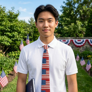 Vintage Red Blue Stripes Americana Heritage Theme Tie