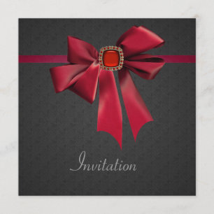 Vintage Red Bow Black All Occasion Party Invitation
