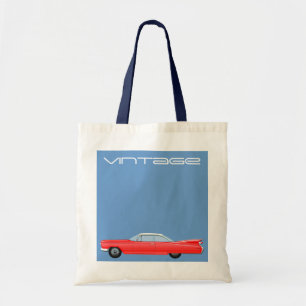 VINTAGE RED CADILLAC ILLUSTRATION TOTE BAG