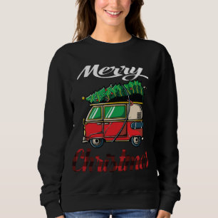 Vintage Red Camping Car Truck Christmas Tree Pajam Sweatshirt
