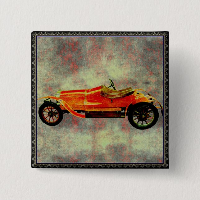 Vintage Red Car 15 Cm Square Badge (Front)