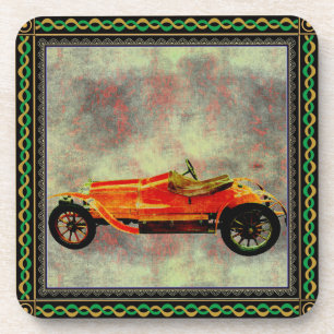 Vintage Red Car Beverage Coaster