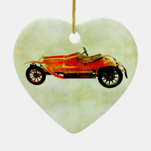 Vintage Red Car Ceramic Tree Decoration