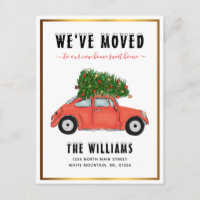 Vintage Red Car Christmas Tree Red Script Moving