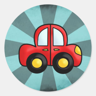 Vintage red car classic round sticker