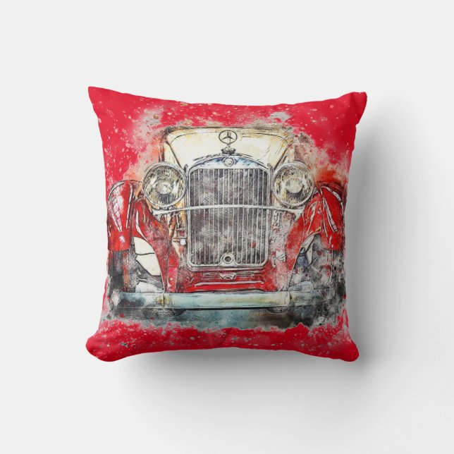 Vintage Red Car Cushion (Front)