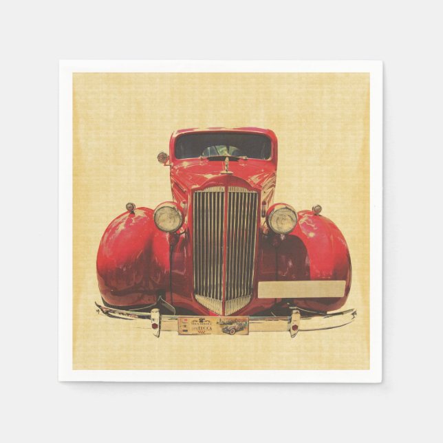 Vintage Red Car Decoupage  Napkin (Front)