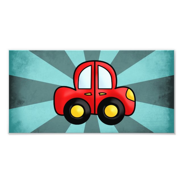 Vintage red car photo print (Front)