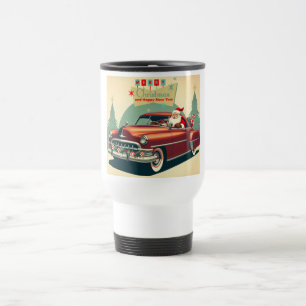 Vintage red car & Santa Travel Mug