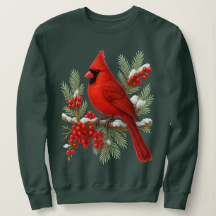 Vintage Red Cardinal Bird Classic Winter Bird Sweatshirt