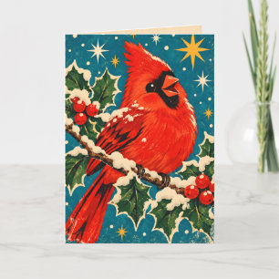 Vintage Red Cardinal Christmas Card