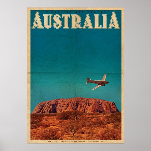 Vintage Red Centre Australia Travel Poster (Front)