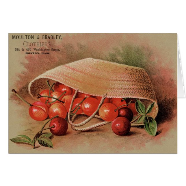 Vintage Red Cherries in a Basket (Front Horizontal)
