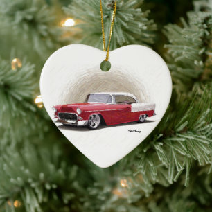 Vintage Red Chevy Coupe Ceramic Tree Decoration
