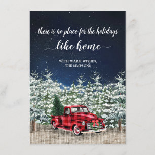 Vintage Red Christmas Farm Truck Rustic Moving Announcement