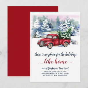 Vintage Red Christmas Farm Truck Rustic Moving Announcement
