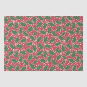 Vintage Red Christmas Holly Tissue Paper