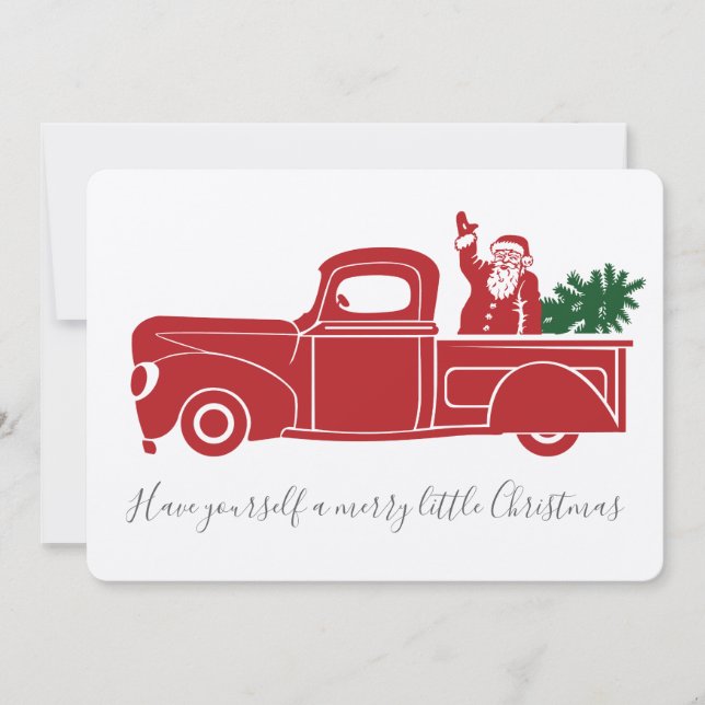 Vintage Red Christmas Truck Holiday Card (Front)