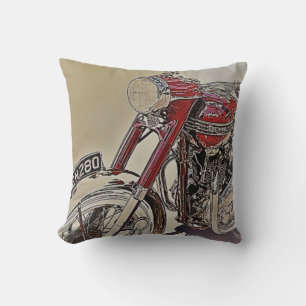 Vintage Red & Chrome Motorcycle Cushion