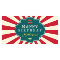 Vintage Red Circus Birthday Banner Party Decor