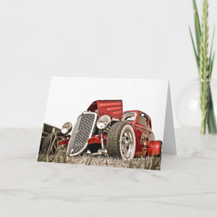 Vintage Red Classic Car Collectors Birthday Note Card