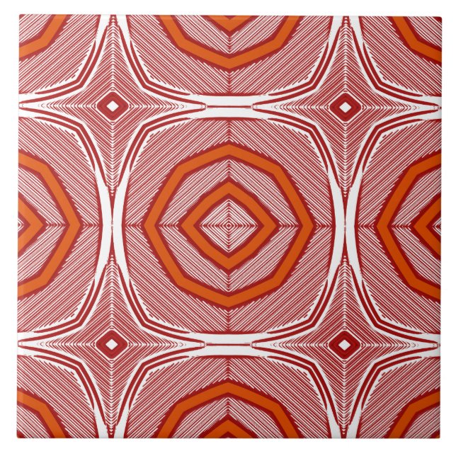Vintage red colour geometric pattern  ceramic tile (Front)