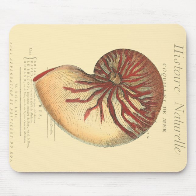 Vintage Red Conch Shell Mouse Mat (Front)