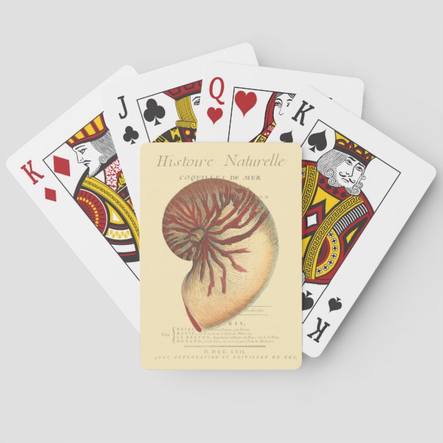 Vintage Red Conch Shell Playing Cards (Back)