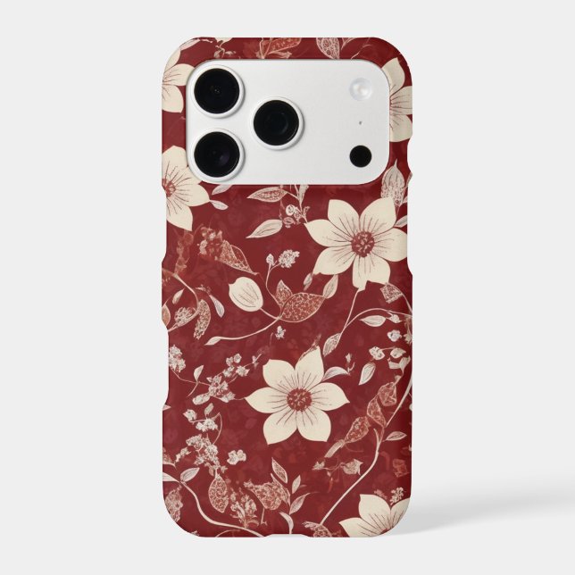 Vintage Red Cottage Botanical Floral Pattern Apple (Back)