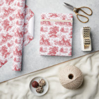 Vintage Red Countryside Landscape Pattern