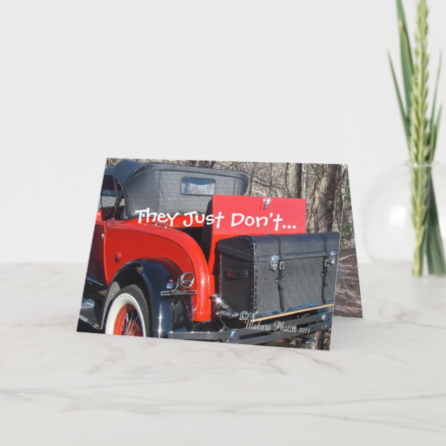 vintage red coupe 1- customise any occasion card (Front)