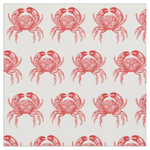 Vintage Red Crab #1 Drawing Fabric