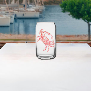 Vintage red crab can glass