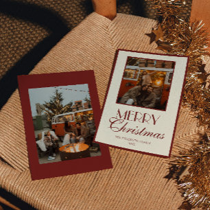 Vintage Red Cream Old Money Classic Christmas Holiday Card