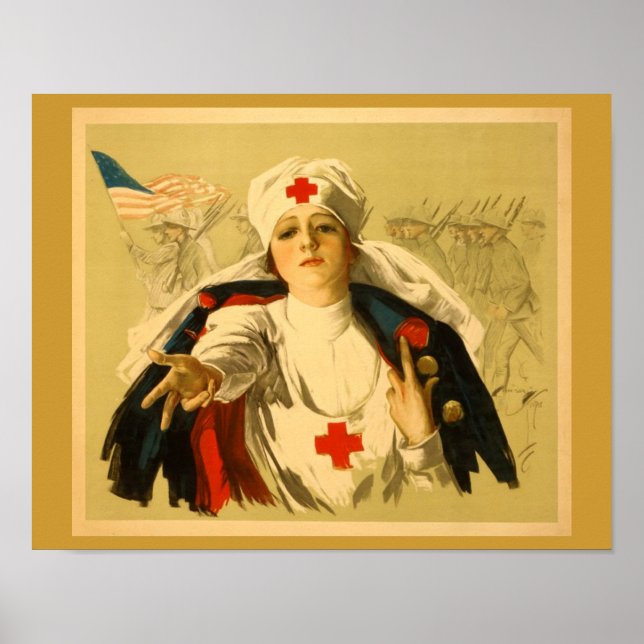 Vintage Red Cross Nurse Poster (Front)
