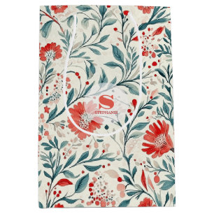 Vintage Red Daisy Floral Pattern - Botanical Medium Gift Bag