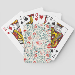 Vintage Red Daisy Floral Pattern - Botanical Playing Cards