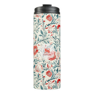 Vintage Red Daisy Floral Pattern - Botanical Thermal Tumbler