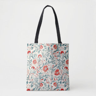 Vintage Red Daisy Floral Pattern - Botanical Tote Bag