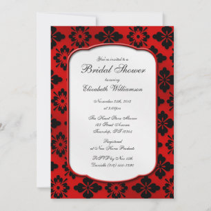 Vintage Red Damask Bridal Shower Invitations