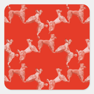 Vintage Red Dogs Pet Party Watercolor Square Sticker