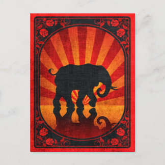Vintage Red Elephant Silhouette Poster Postcard