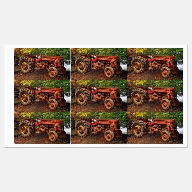 Vintage Red Farm Tractor (Sheet)