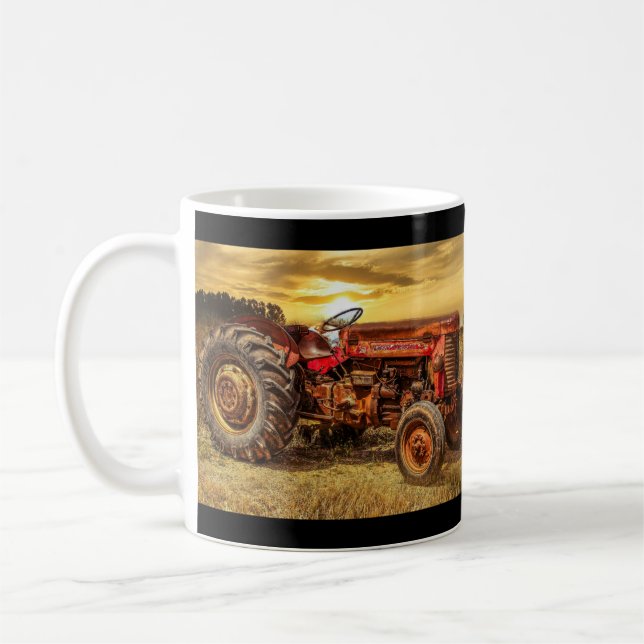 Vintage Red Farm Tractor Coffee Mug (Left)