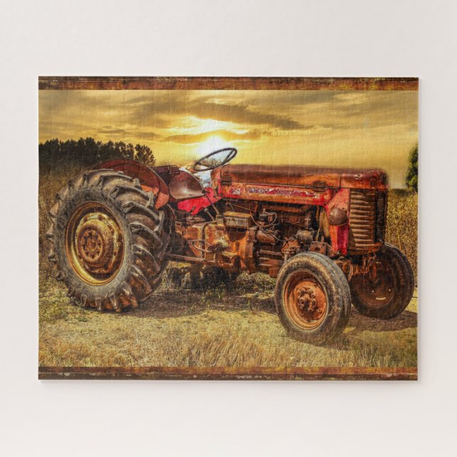 Vintage Red Farm Tractor Jigsaw Puzzle (Horizontal)