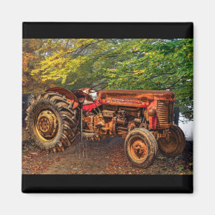 Vintage Red Farm Tractor Magnet