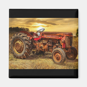 Vintage Red Farm Tractor Magnet