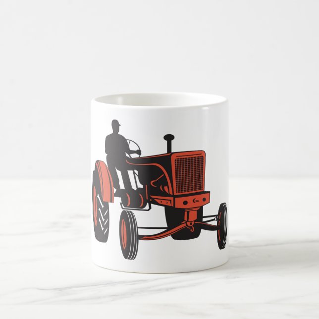 Vintage Red Farm Tractor Retro Farmer Coffee Mug (Center)